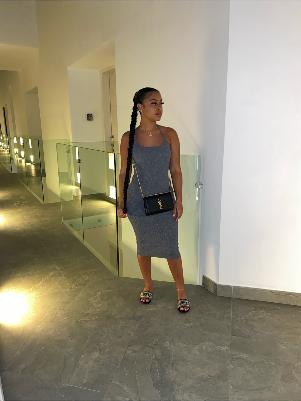 Zara Gray Midi Dress